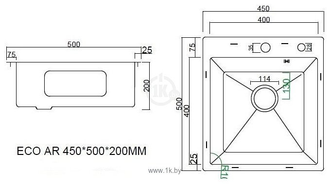 Фотографии ARFEKA ECO AR 450x500 PVD NANO