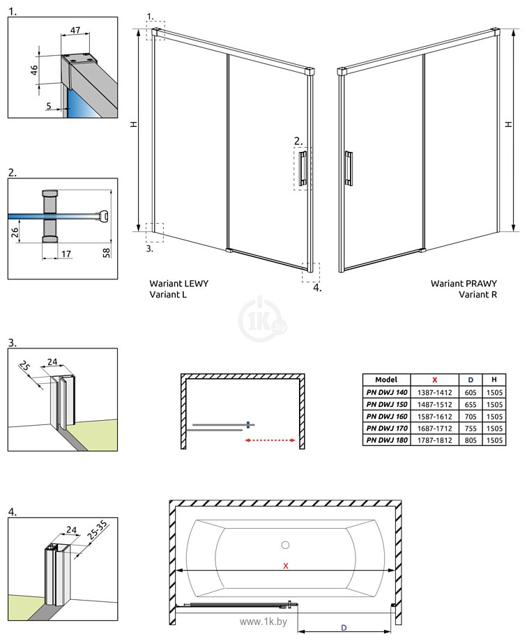 Фотографии Radaway Idea Black PN DWJ 160