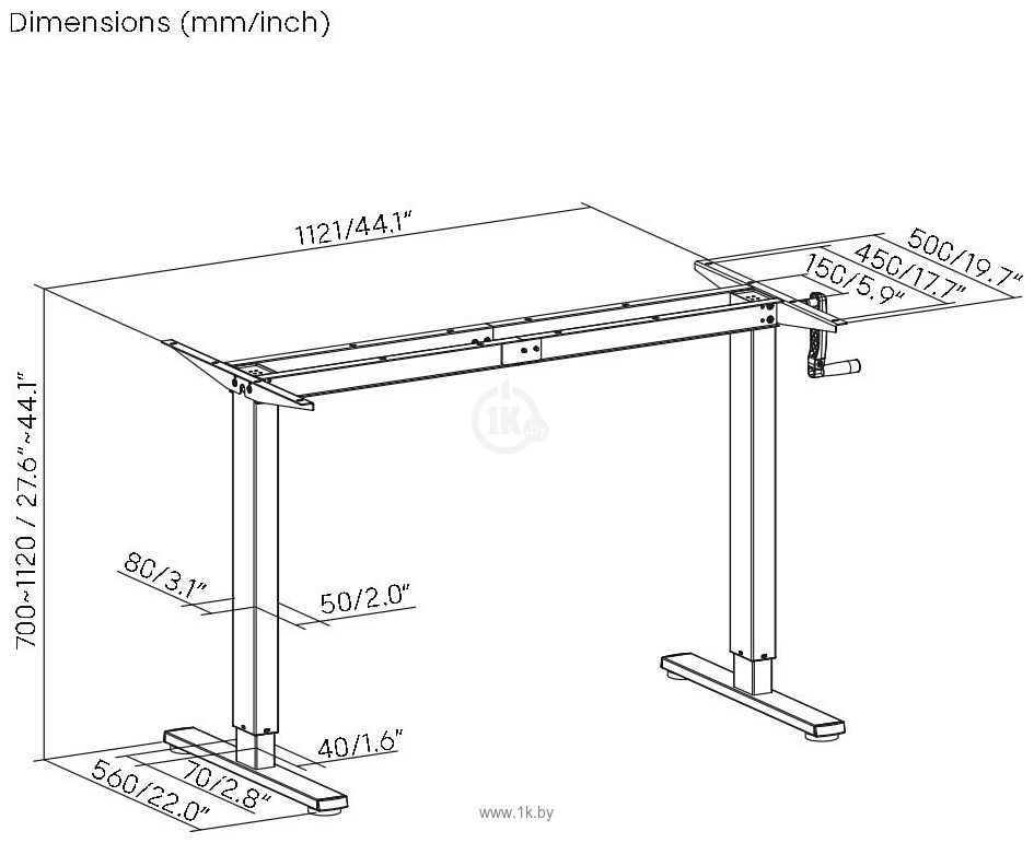 Фотографии ErgoSmart Manual Desk Light 1200x650x18 мм (альпийский белый/белый)