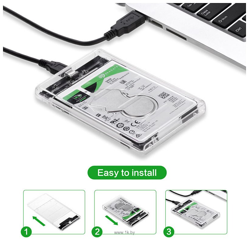Фотографии USBTOP SATA – USB-C – USB3.0 (пластик, прозрачный)