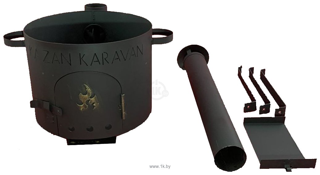Фотографии Kazan Karavan Премиум с зольником и дымоходом 400мм 12-16л 3 мм