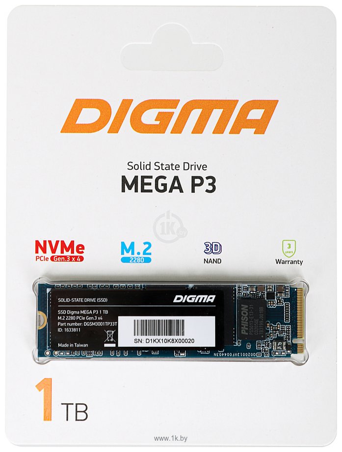 Фотографии Digma Mega P3 1TB DGSM3001TP33T