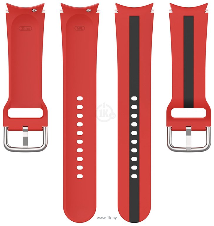 Фотографии Rumi Sport Line силиконовый для Samsung Galaxy Watch4/5 (20 мм, красный/черный)