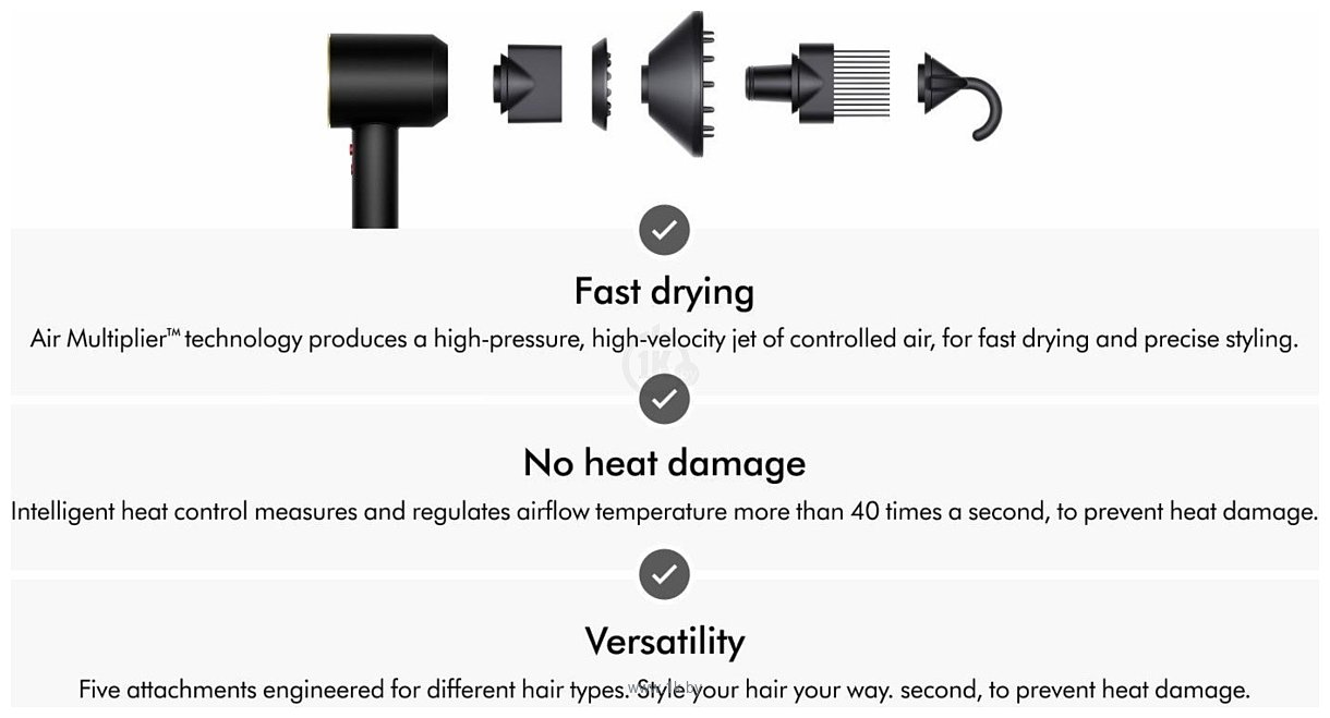 Фотографии Dyson HD07 Supersonic (черный оникс/золотистый)