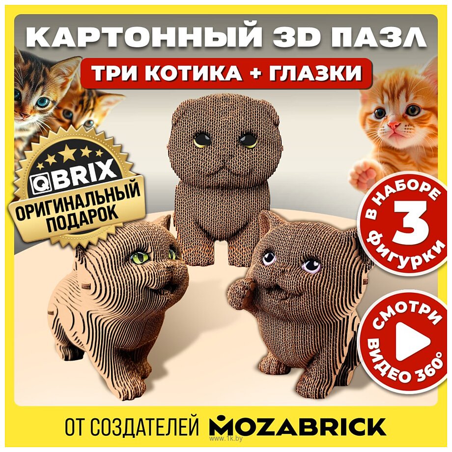 Фотографии QBRIX Три котика 3D. С глазками 20087