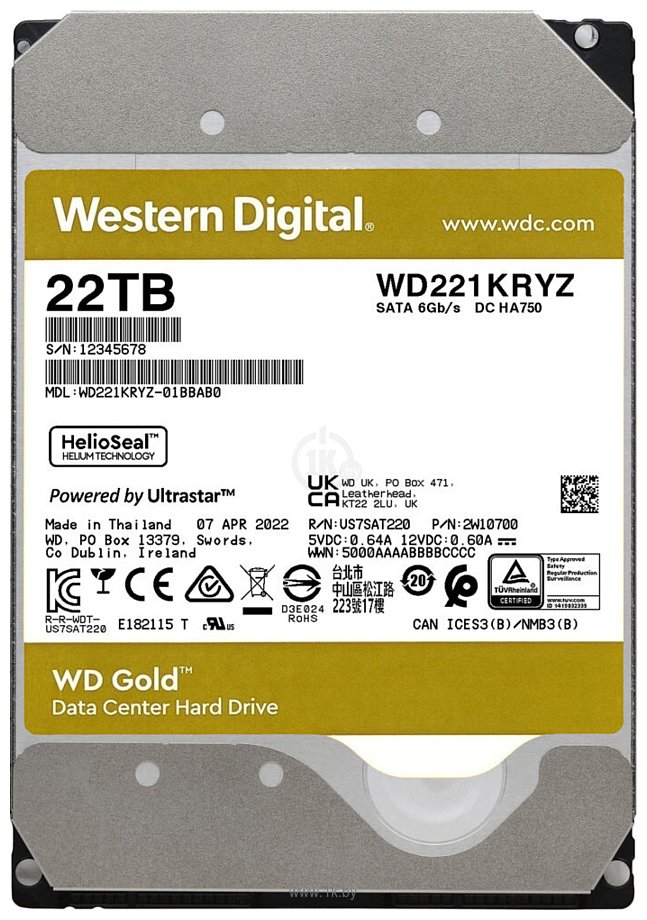 Фотографии Western Digital Gold 22TB WD221KRYZ