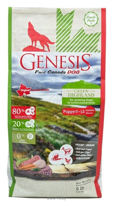 Фотографии Genesis Green Highland Puppy с курицей, козой и ягненком (2.27 кг)