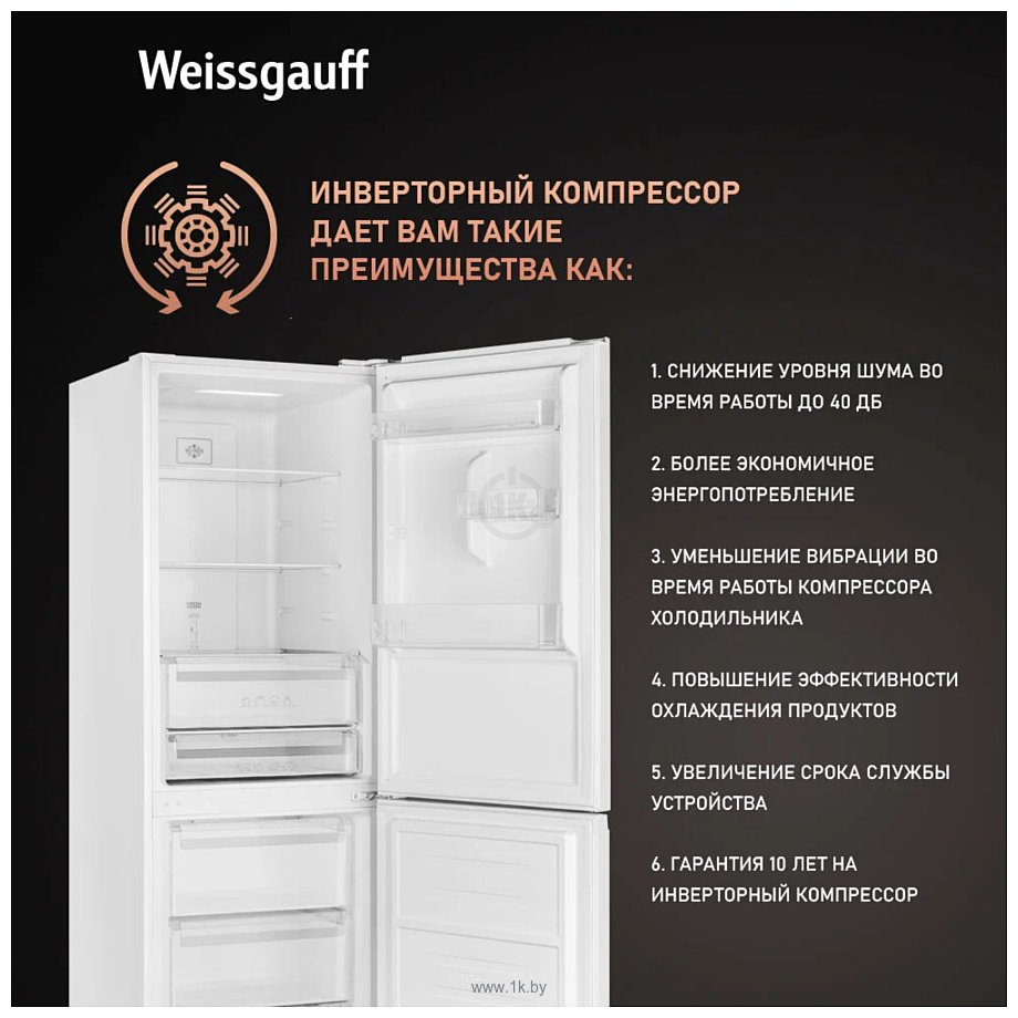 Фотографии Weissgauff WRK 185 Total NoFrost Inverter White Glass