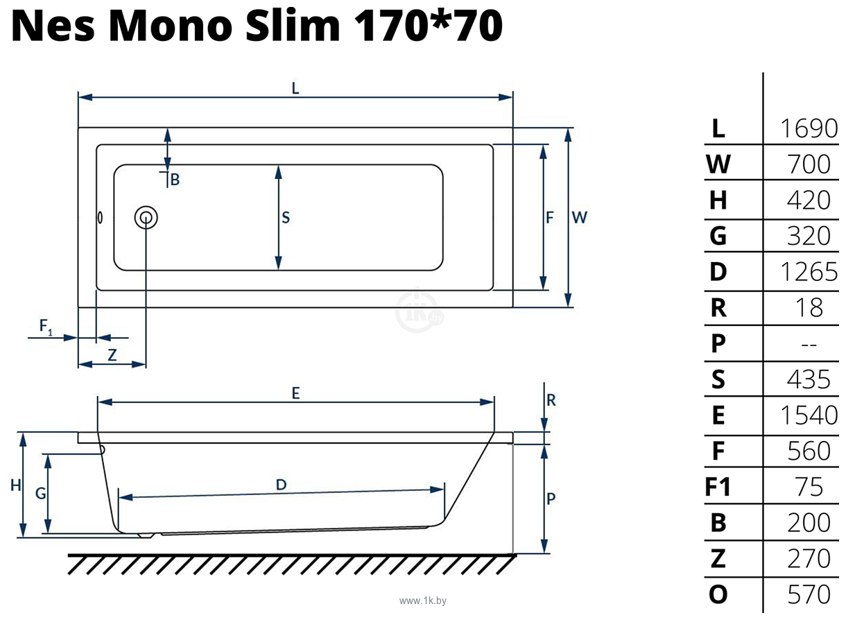 Фотографии Excellent Ness Mono Slim 170x70 с ножками