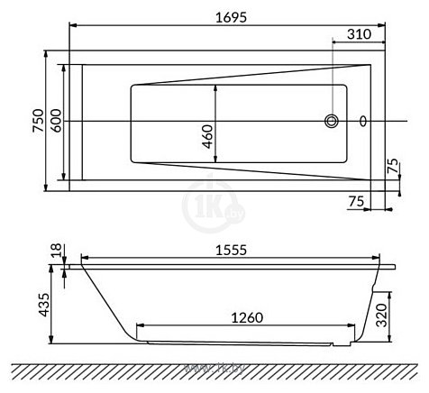 Фотографии Excellent Wave Slim 170x75 с ножками