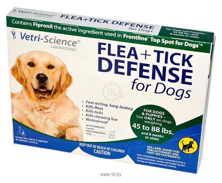 Фотографии VetriScience капли от блох и клещей Flea+Tick Defense для собак и щенков 3шт. в уп.