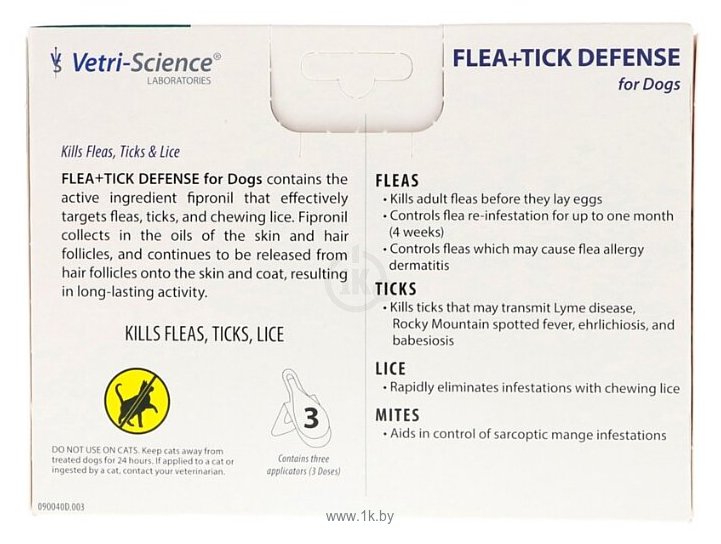 Фотографии VetriScience капли от блох и клещей Flea+Tick Defense для собак и щенков 3шт. в уп.