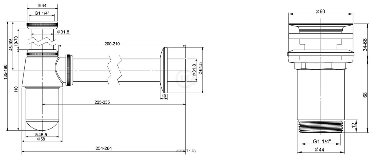 Фотографии Wellsee Drainage System 182103004 (сифон, выпуск, хром)