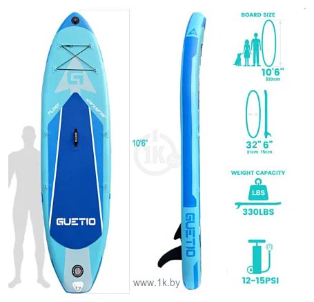 Фотографии GUETIO GT320A Ocean Inflatable Paddle Board Windwalker 10'6"