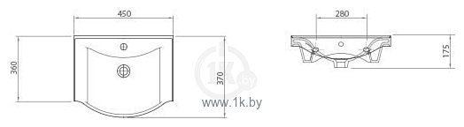 Фотографии Гамма Тумба Базик-7045 с умывальником 21 оф8/1 У-45 (белый)