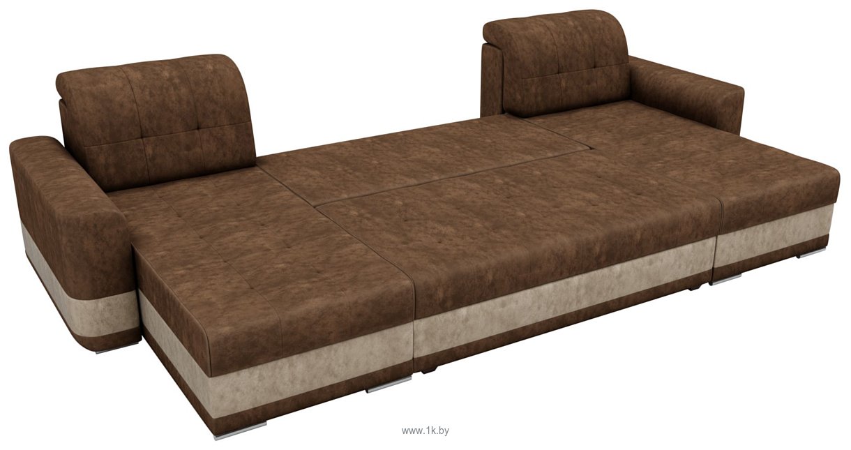 Фотографии Лига диванов Честер П-образный 100075 (коричневый/бежевый)