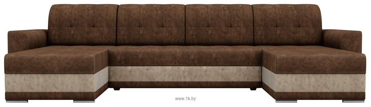 Фотографии Лига диванов Честер П-образный 100075 (коричневый/бежевый)