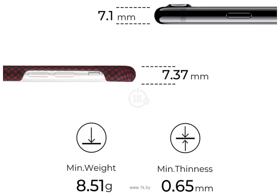 Фотографии Pitaka MagEZ Case Pro для iPhone 7 (plain, черный/красный)