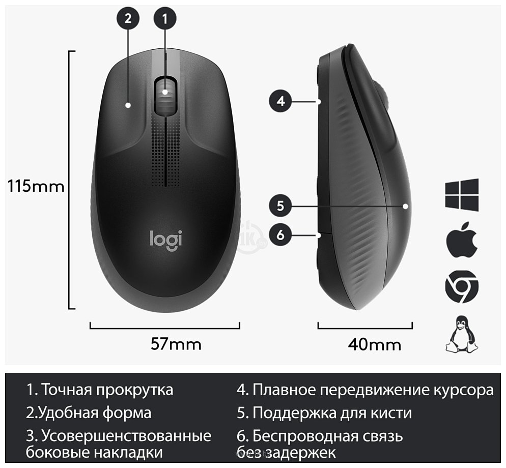 Фотографии Logitech M190 910-005923 black/dark-gray