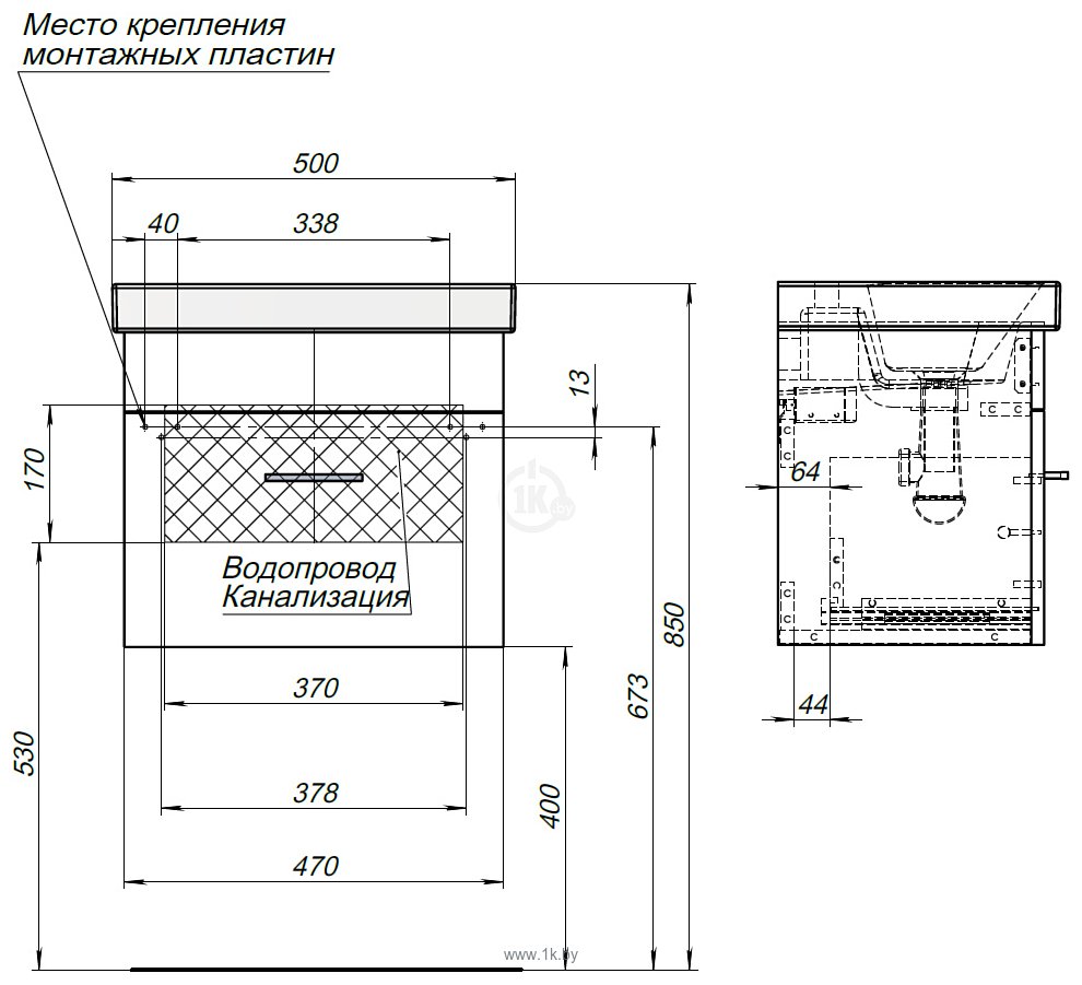 Фотографии Aquanet Тумба Верона 50 00254066 с умывальником Moduo Slim (белый)