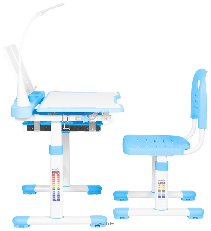 Фотографии Anatomica Vitera + стул + выдвижной ящик + подставка + светильник (белый/голубой)