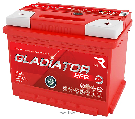 Фотографии Gladiator EFB 6СТ-62R(0) (62Ah)