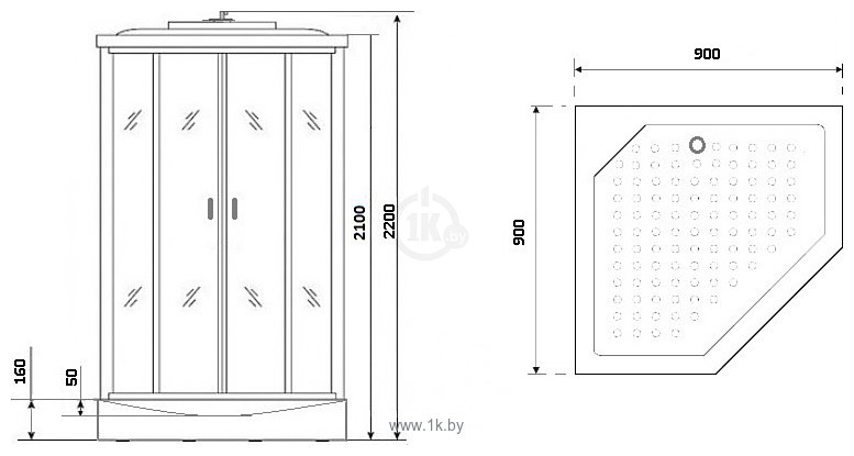 Фотографии Niagara NG-6901-01GD Black 90x90x220 (прозрачное стекло)