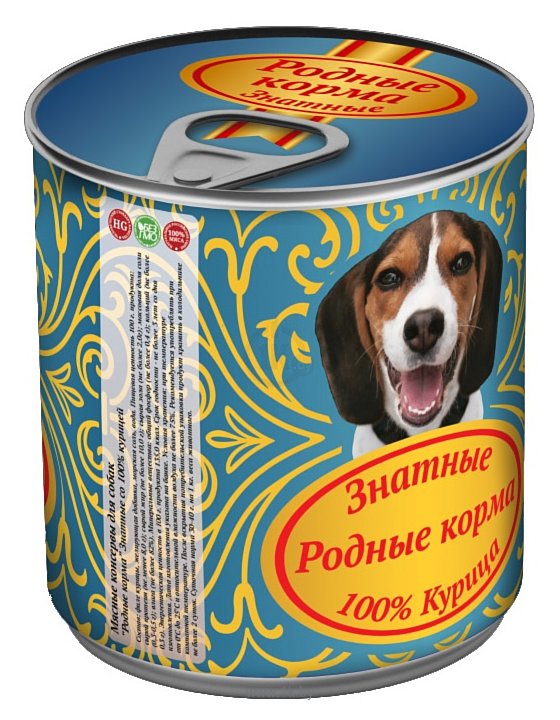 Фотографии Родные корма Знатные консервы 100% курица для взрослых собак (0.34 кг) 12 шт.