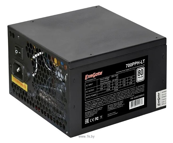 Фотографии ExeGate 700PPH-LT 80 PLUS 700W + кабель с защитой от выдергивания BOX