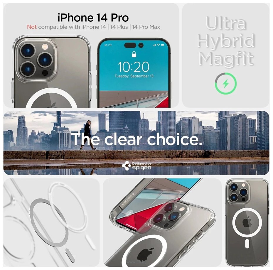 Фотографии Spigen Ultra Hybrid (MagFit) для iPhone 14 Pro ACS04969 (белый)