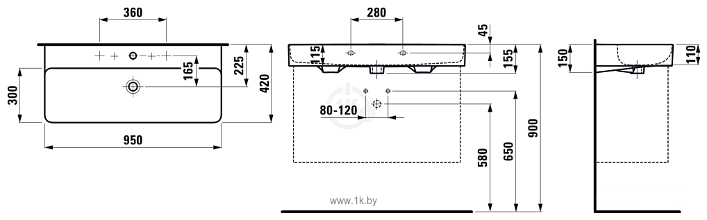 Фотографии Laufen Тумба Space H4102021601001 с умывальником Val H8102870001041