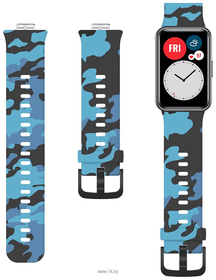 Фотографии Rumi силиконовый для Huawei Watch FIT, Watch FIT Elegant (синий камуфляж)