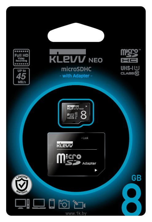 Фотографии KLEVV microSDHC Class 10 UHS-I U1 8GB + SD adapter