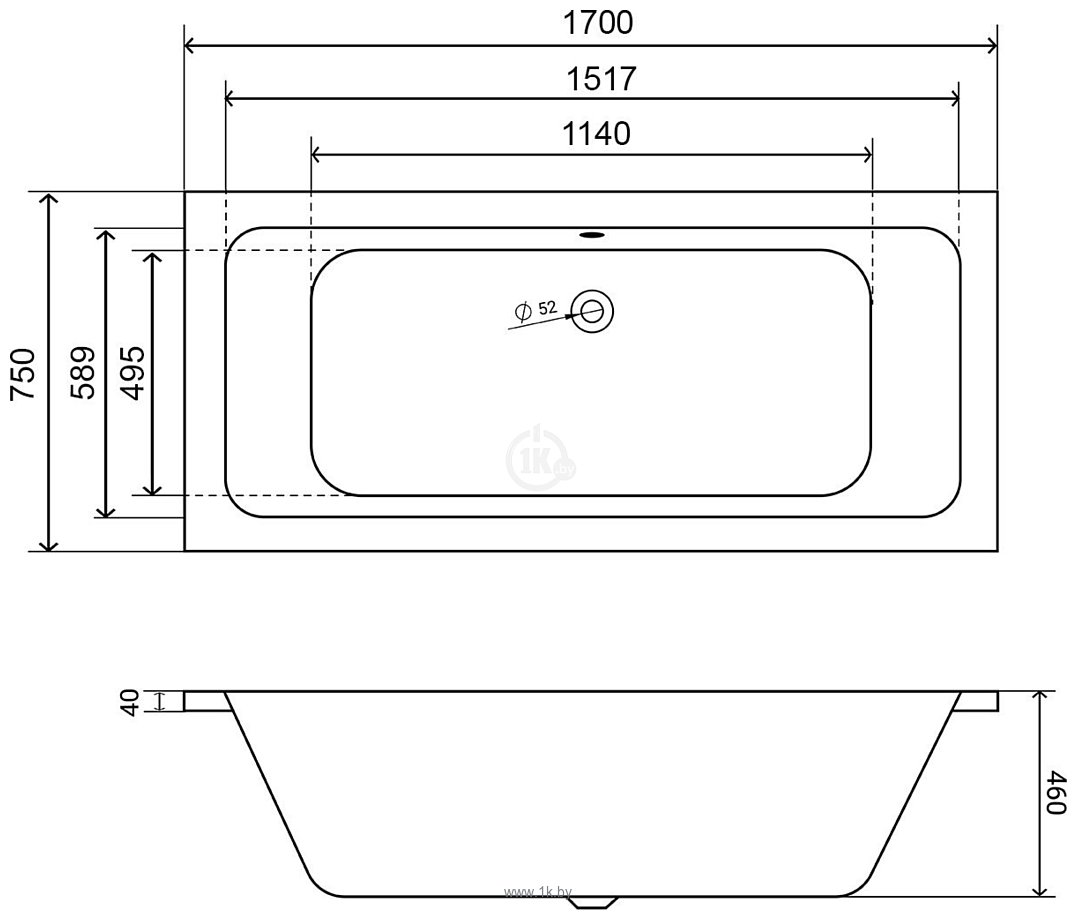 Фотографии Lauter Olympia 170x75 21100075 с ножками и лицевым экраном