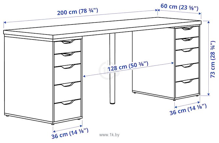 Фотографии Ikea Лагкаптен/Алекс 094.175.70 (темно-серый/белый)