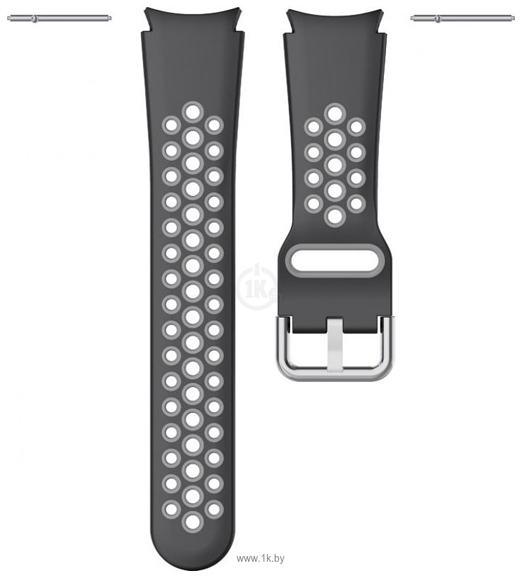 Фотографии Rumi Sport N-style силиконовый для Samsung Galaxy Watch4/5 (20 мм, черный/серый)