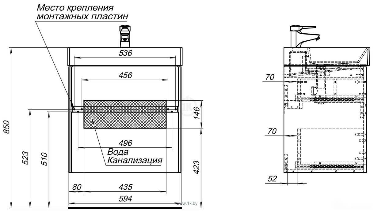 Фотографии Aquanet Тумба под умывальникБруклин 70 203959