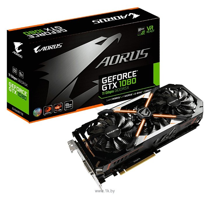 Фотографии GIGABYTE GeForce GTX 1080 1733Mhz PCI-E 3.0 8192Mb 11010Mhz 256 bit DVI 3xHDMI HDCP AORUS