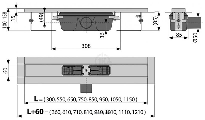 Фотографии Alcaplast APZ1S-550 (без решетки)