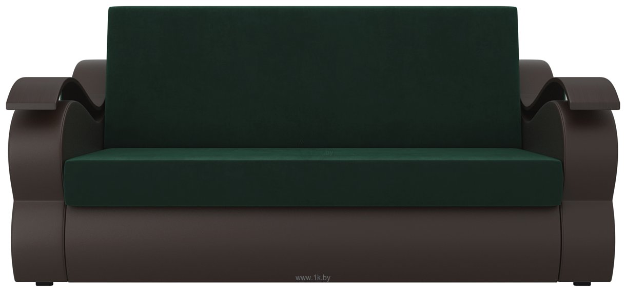 Фотографии Лига диванов Меркурий 100 105492 (велюр/экокожа, зеленый/коричневый)