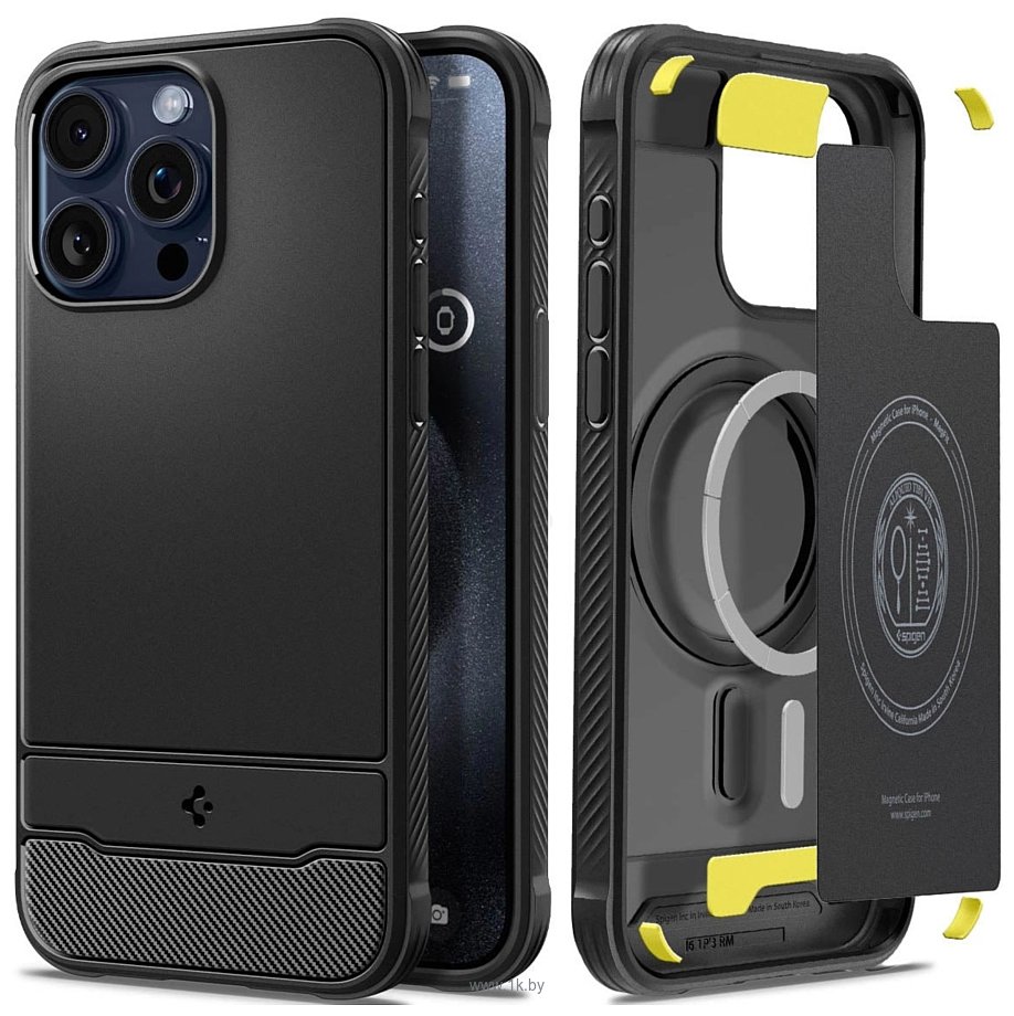 Фотографии Spigen Rugged Armor (MagFit) для iPhone 15 Pro ACS06703 (черный)