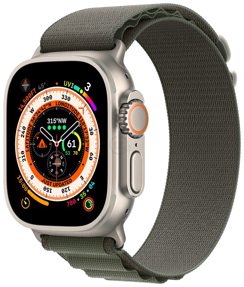 Фотографии Apple Watch Ultra LTE 49 мм (титановый корпус, текстильный ремешок размера M)