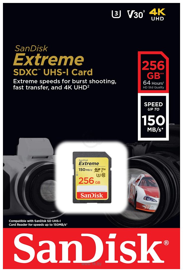 Фотографии SanDisk Extreme SDXC Class 10 UHS Class 3 V30 150MB/s 256GB