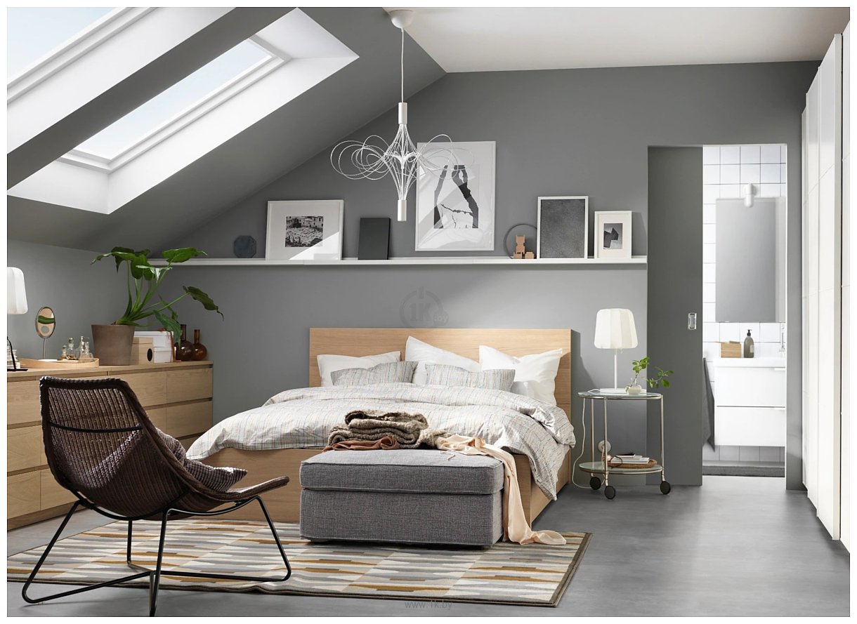 Фотографии Ikea Мальм 200x180 (2 ящика, дубовый/беленый, Лонсет) 592.109.68