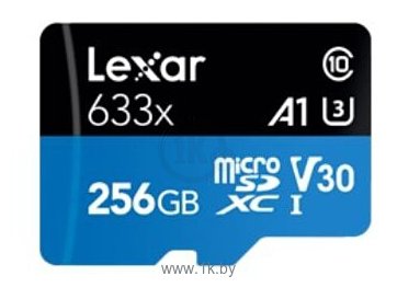 Фотографии Lexar microSDXC Class 10 UHS-I U3 A1 V30 633x 256GB + SD adapter