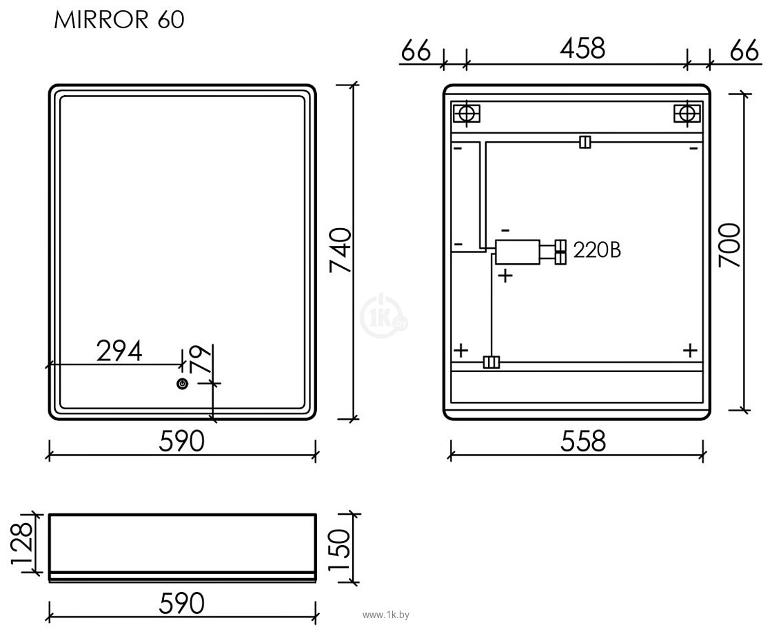 Фотографии Sancos  Mirror MI60EG (с LED подсветкой, дуб галифакс натуральный)