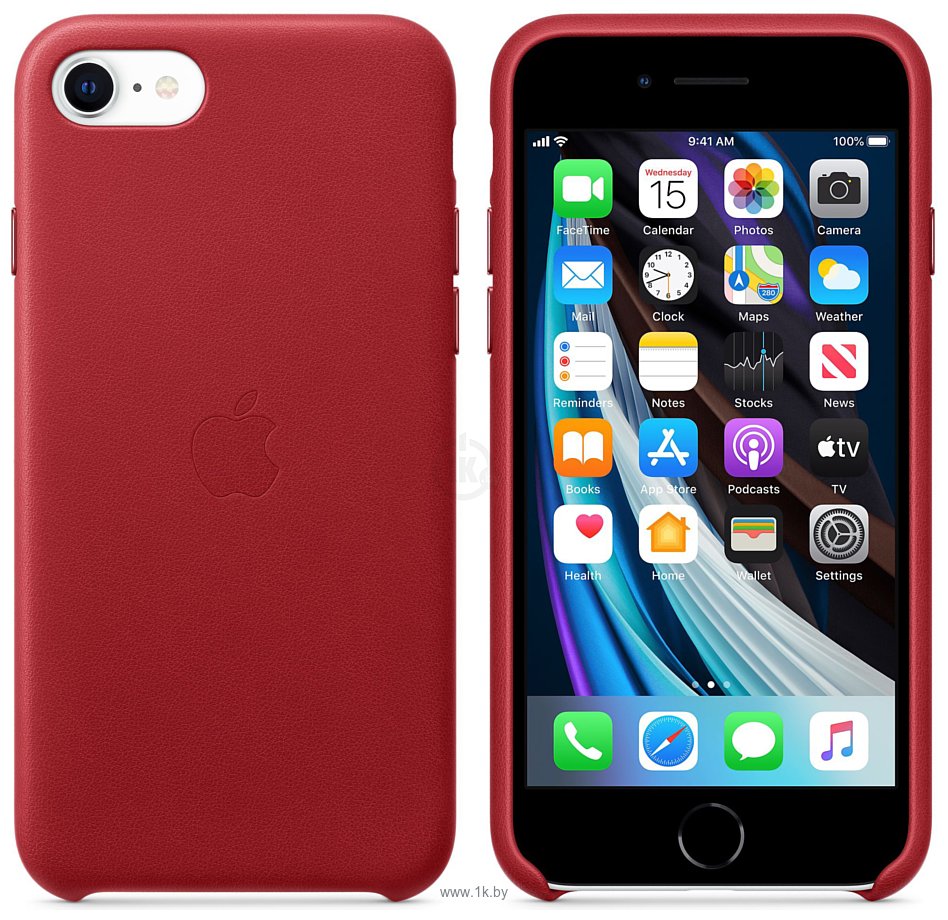 Фотографии Apple Leather Case для iPhone SE 2020 (красный)