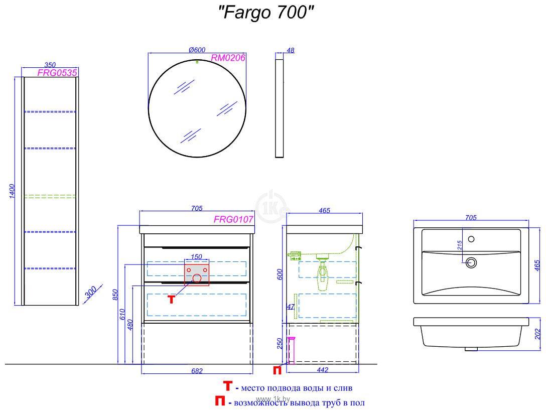 Фотографии Aqwella  Fargo 70 FRG0107DB