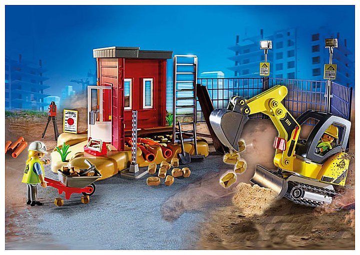 Фотографии Playmobil PM70443 Мини-экскаватор со строительной секцией