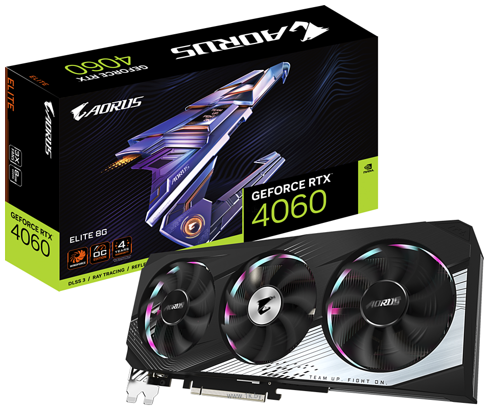 Фотографии Gigabyte Aorus GeForce RTX 4060 Elite 8G (GV-N4060AORUS E-8GD)